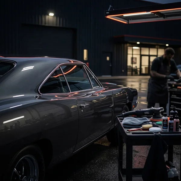 Vintage muscle car show finish at Gemstar Kuna shop